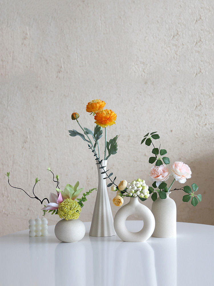 Ceramic Vase with Artificial Flowers for Home Decor