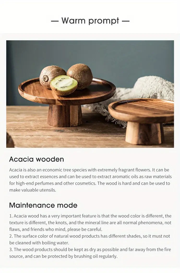 Wooden Round Dessert Plate - Creative Food Serving Tray