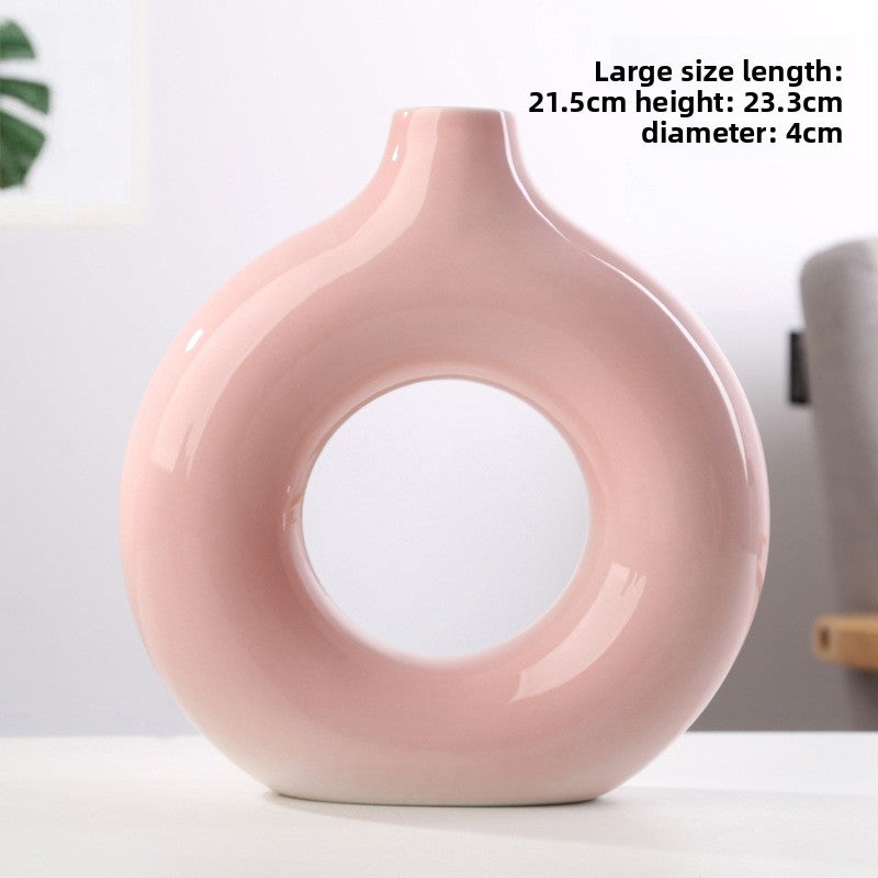 Handmade Ceramic Vase Circle Decor