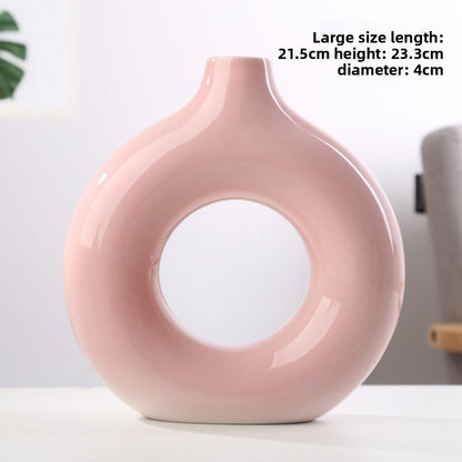 Handmade Ceramic Vase Circle Decor
