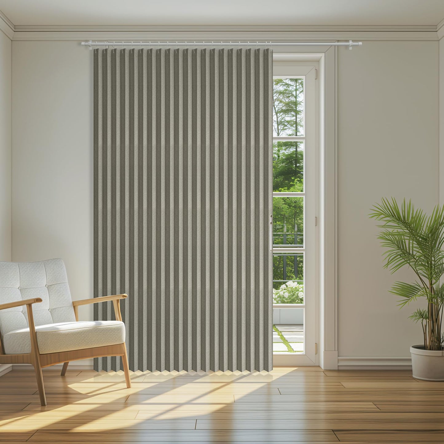 Extra Wide Blackout Sliding Door Curtain – Grey, 98”×78”