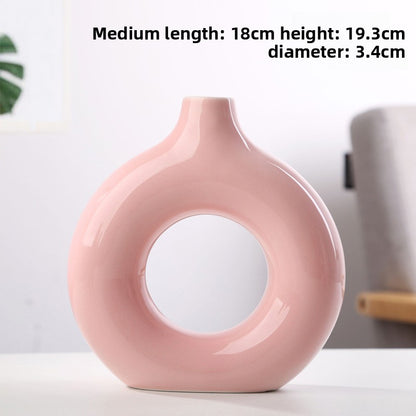 Handmade Ceramic Vase Circle Decor