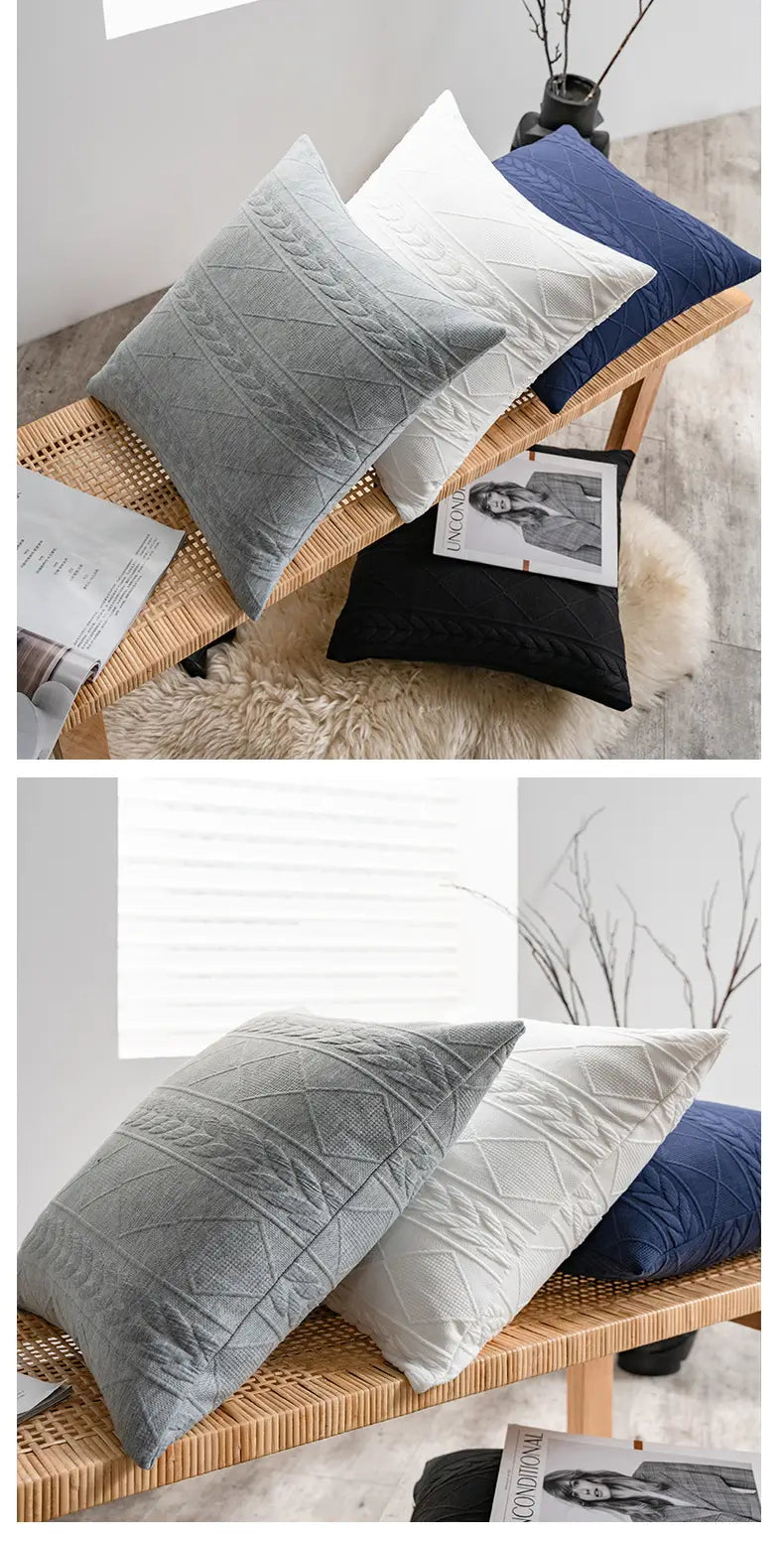 Argyle Jacquard Pillowcase for Soft Cushion Inserts