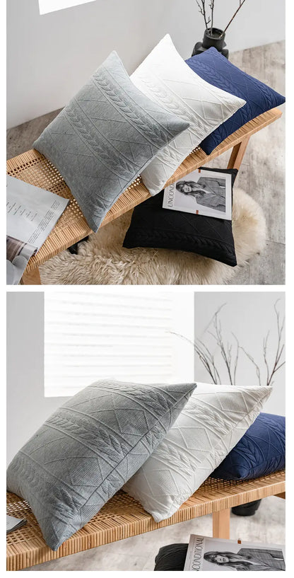 Argyle Jacquard Pillowcase for Soft Cushion Inserts