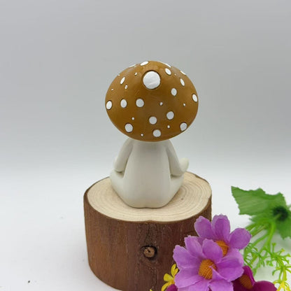 Cute Meditation Mushroom Resin Decor