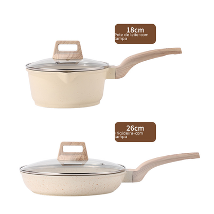 Non-Stick Stone Cookware Set - 4 Pieces for Home Use