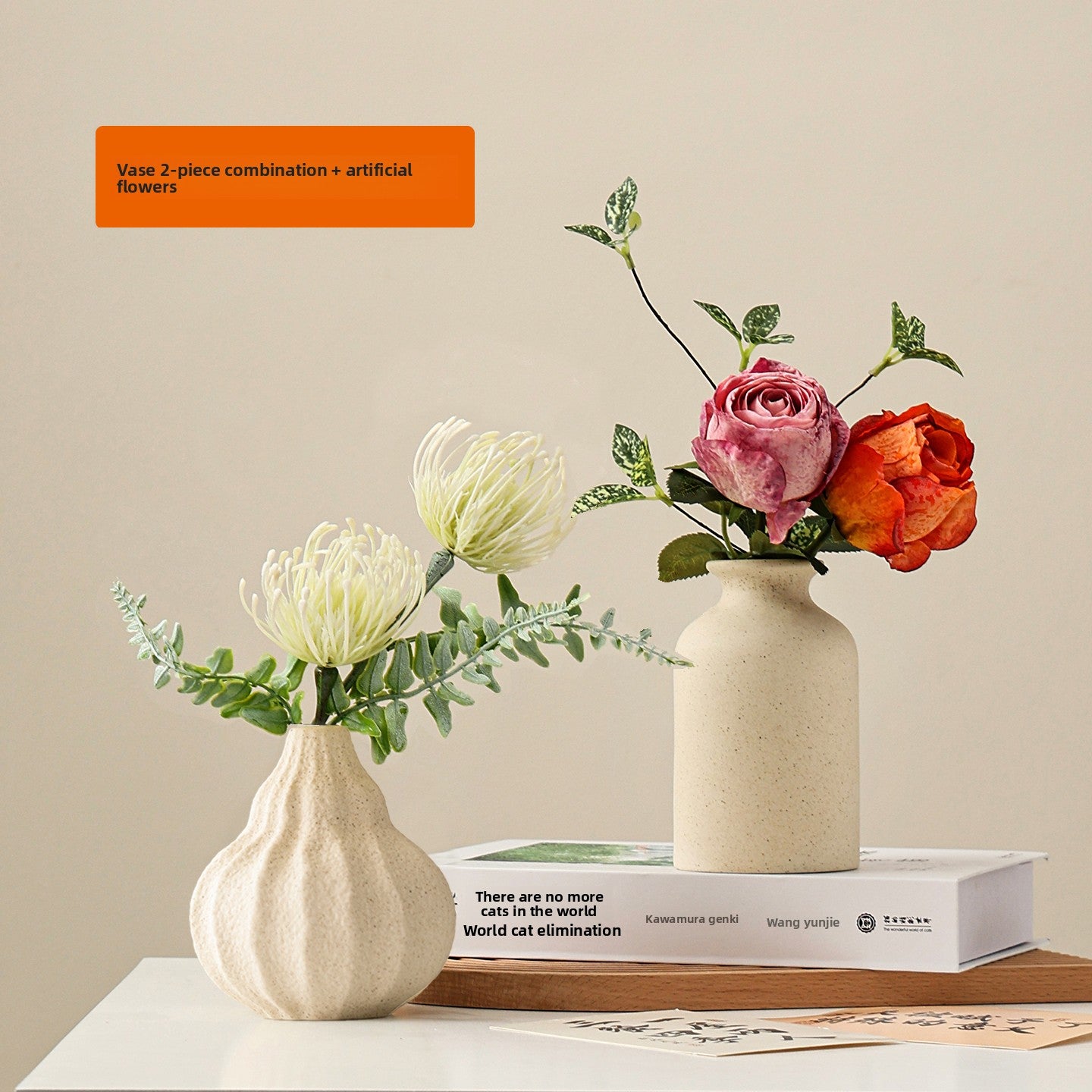 Ceramic Vase with Artificial Flowers for Home Decor