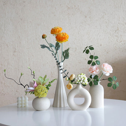 Ceramic Vase with Artificial Flowers for Home Decor