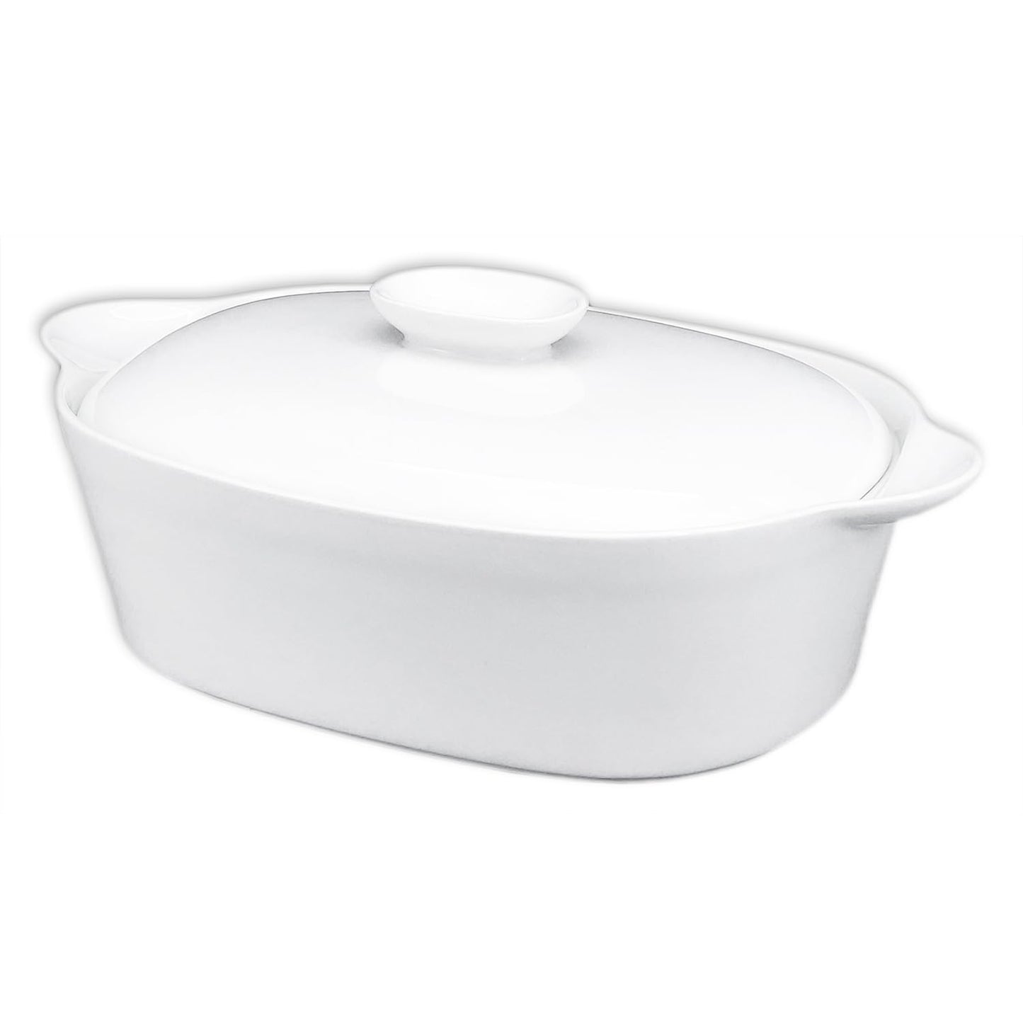 jinsongdafa Casserole Dish with Lids 2 Quart French White Ceramic Tureens 12.8" x 7.9" Baking Dish Serving Tureen Soup for Casseroles Lasagna Cookware Set Microwave Oven Safe