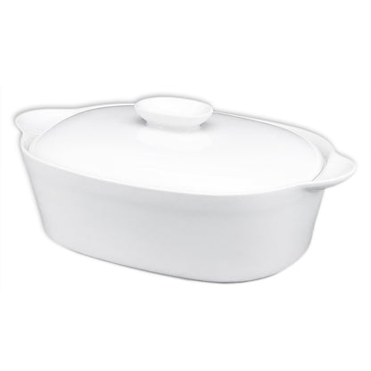 jinsongdafa Casserole Dish with Lids 2 Quart French White Ceramic Tureens 12.8" x 7.9" Baking Dish Serving Tureen Soup for Casseroles Lasagna Cookware Set Microwave Oven Safe
