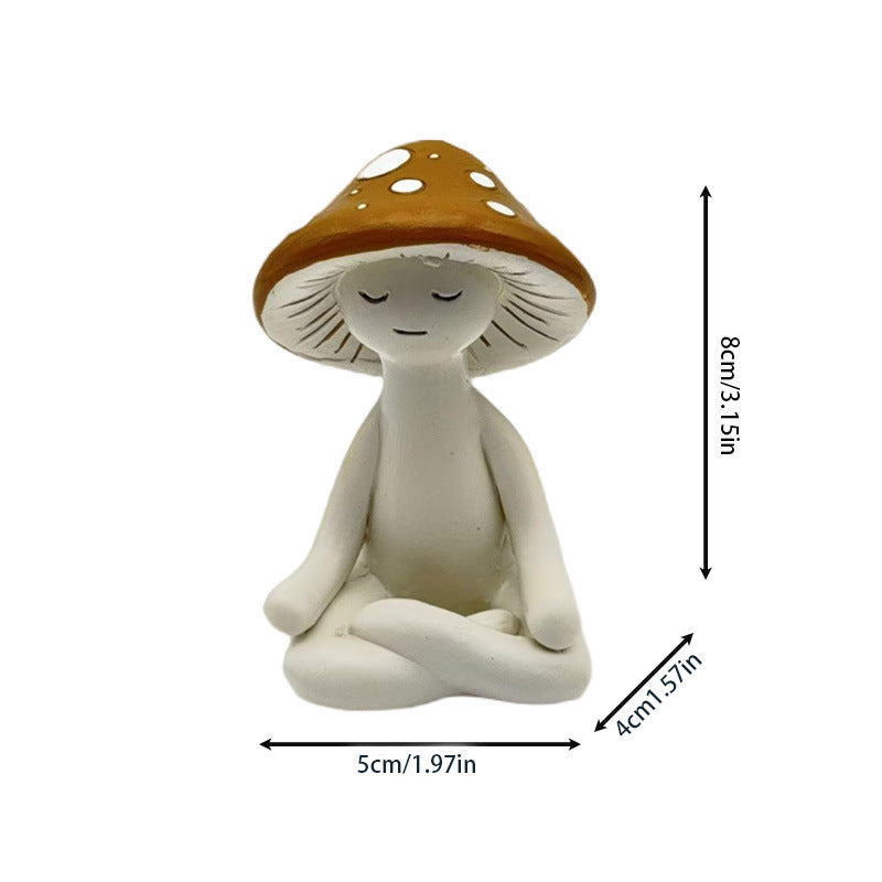 Cute Meditation Mushroom Resin Decor