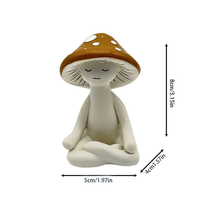 Cute Meditation Mushroom Resin Decor
