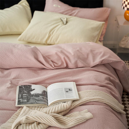 Waffle Weave Cotton Four-Piece Bedding Set