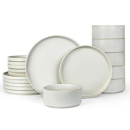 Embossed Ceramic Dinnerware Set 16 Pieces