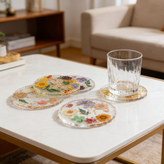 Resin Flower Coaster Heat Insulation Table Decor