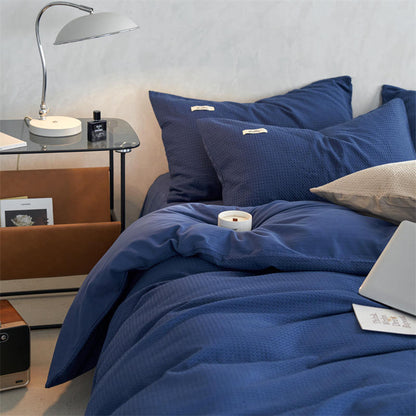 Waffle Weave Cotton Four-Piece Bedding Set