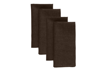 Solino Home Linen Napkins 20 x 20 Inch – 100% Pure Linen Chambray Brown Cloth Napkins Set of 4 – Machine Washable Dinner Napkins for Winter – Athena
