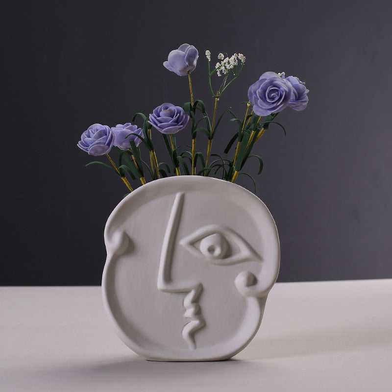 Creative Ceramic Face Vase for Home Decor