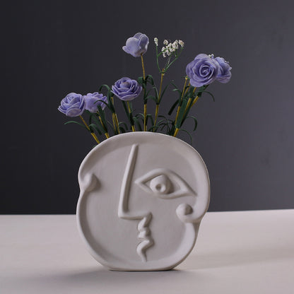 Creative Ceramic Face Vase for Home Decor