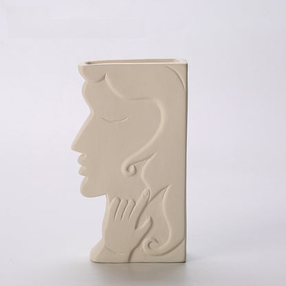 Creative Ceramic Face Vase for Home Decor