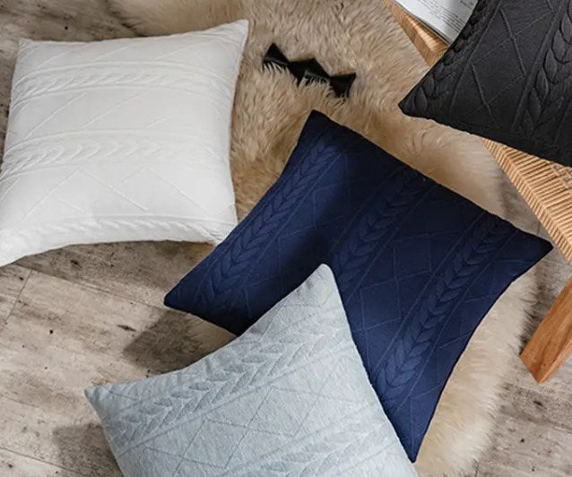 Argyle Jacquard Pillowcase for Soft Cushion Inserts