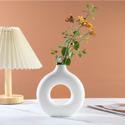 Handmade Ceramic Vase Circle Decor