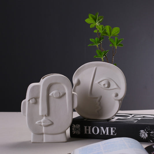 Creative Ceramic Face Vase for Home Decor