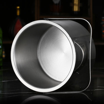 304 Stainless Steel Double Layer Insulated Ice Bucket with Lid and Handle for Wine Champagne Beer