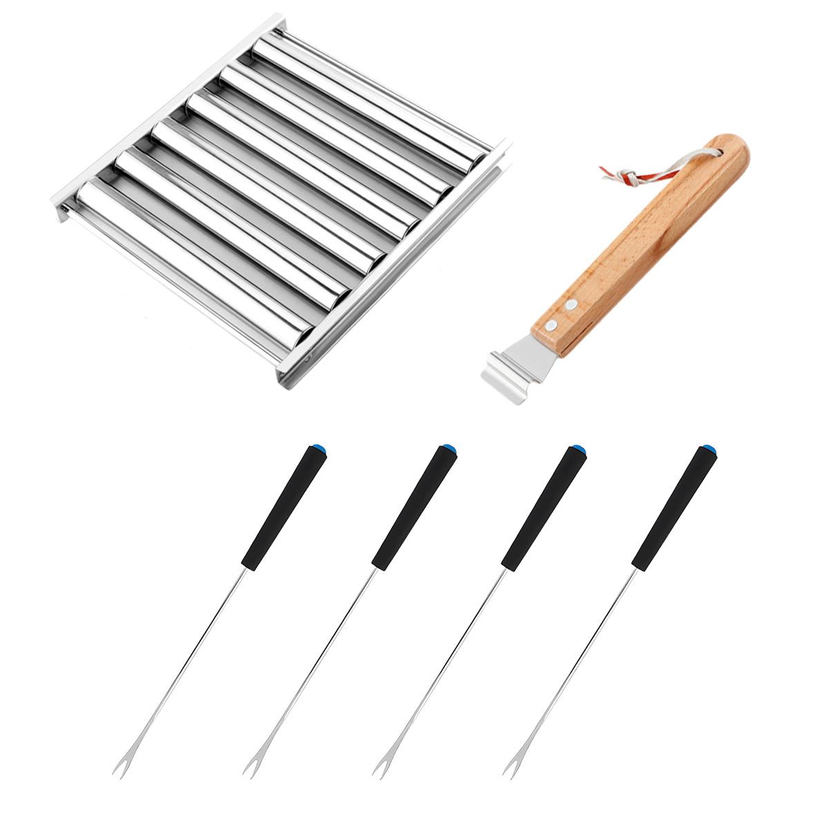 Stainless Steel Rolling Sausage Rack Barbecue Set