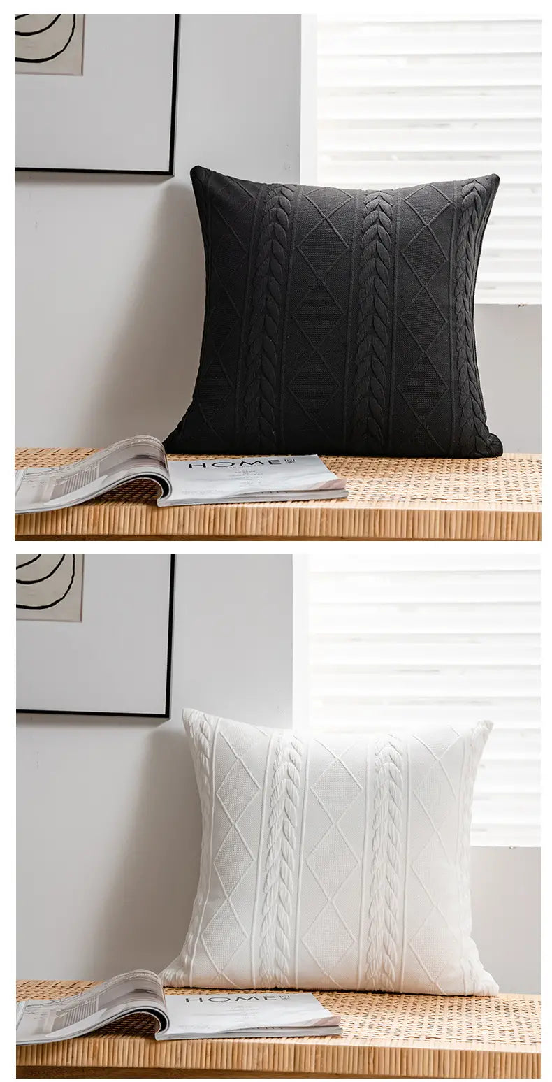Argyle Jacquard Pillowcase for Soft Cushion Inserts