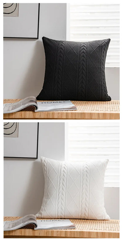 Argyle Jacquard Pillowcase for Soft Cushion Inserts