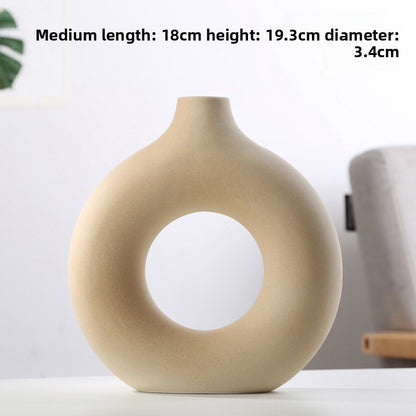 Handmade Ceramic Vase Circle Decor